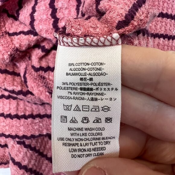 We the Free Top Womens Size S/P Pink Auntie Em Waffle Knit Peplum Cotton Blend - Picture 7 of 13